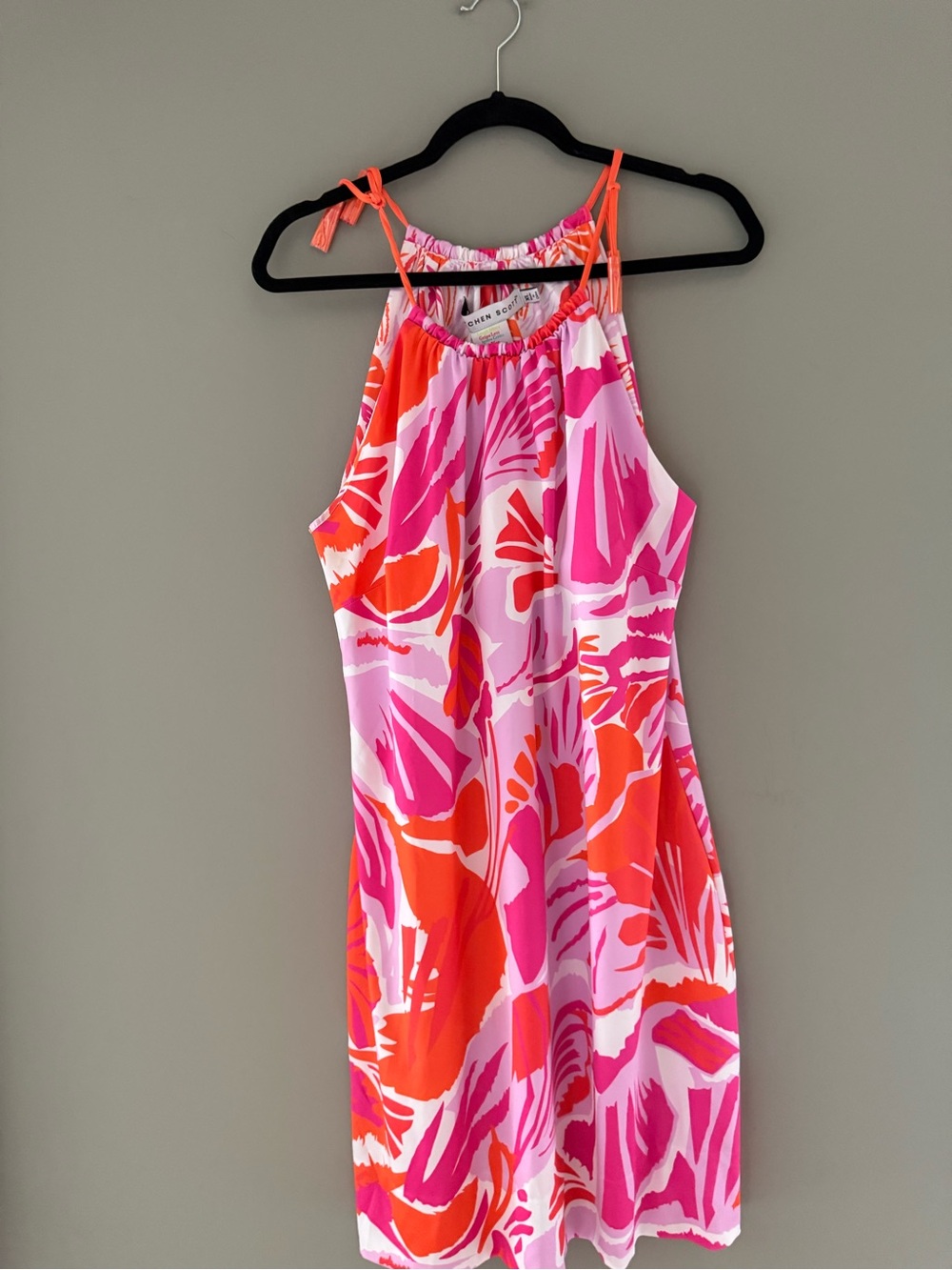 Gretchen Scott Designs Pink & Orange Tropical Halter Dress